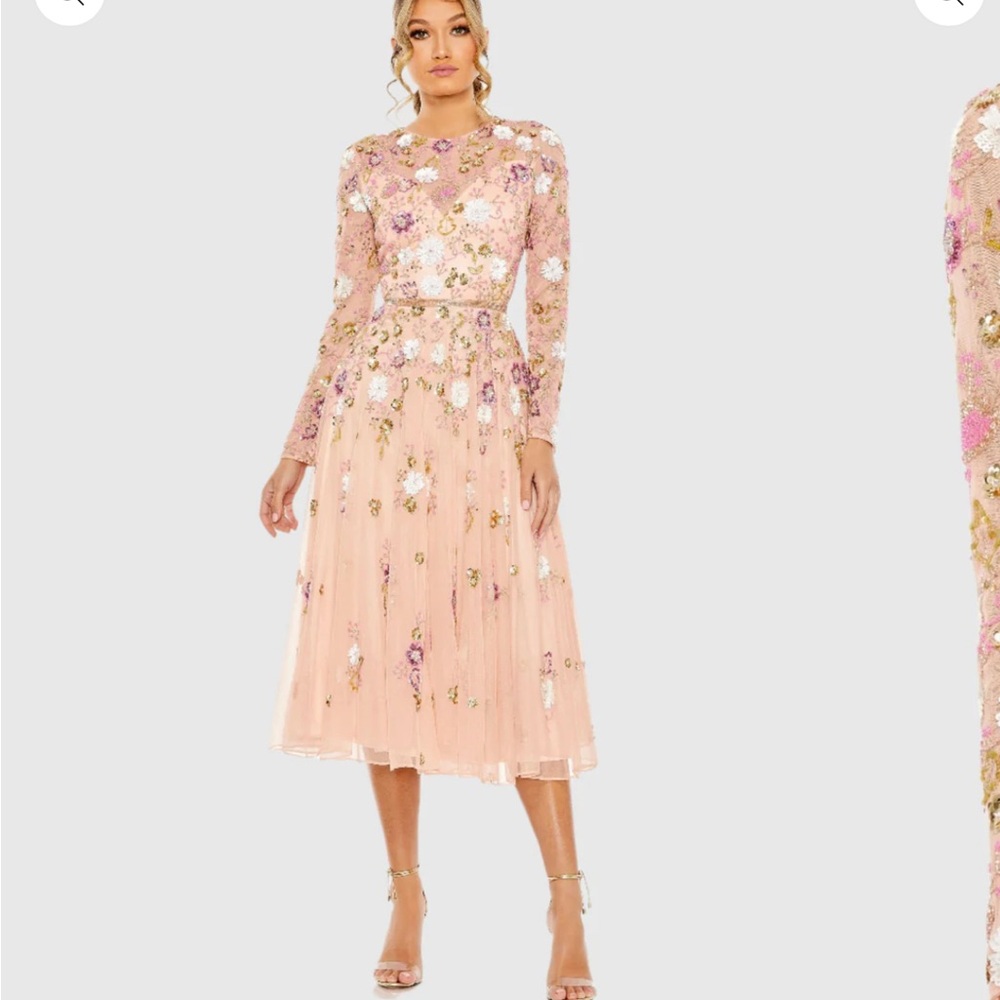 Mac Duggal Pink and Orange Sequin Embellished Gown